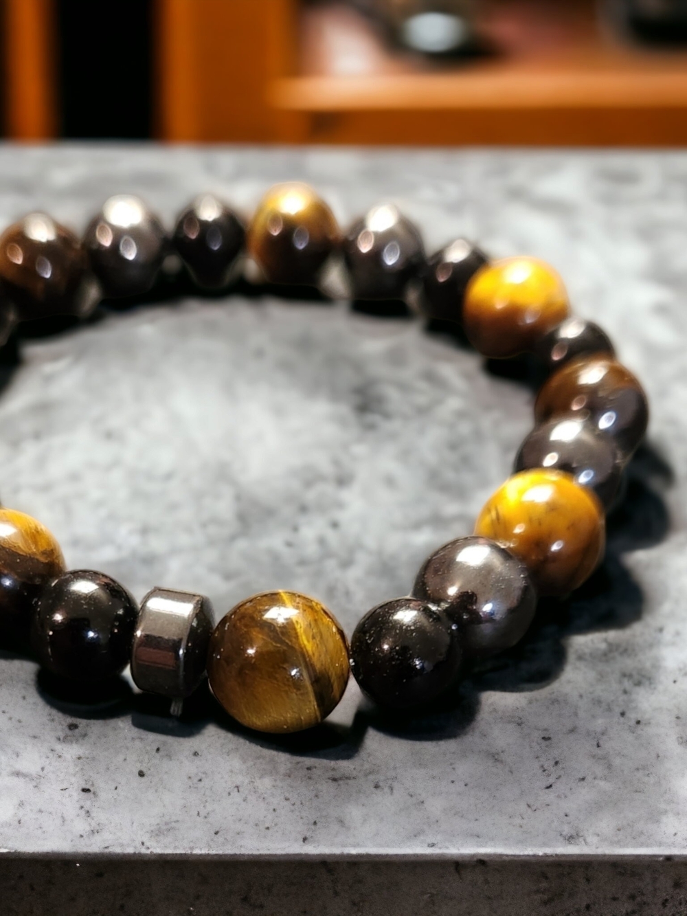 Triple Protection Bracelet: Tiger Eye, Obsidian; and Hematite Bead Bracelet